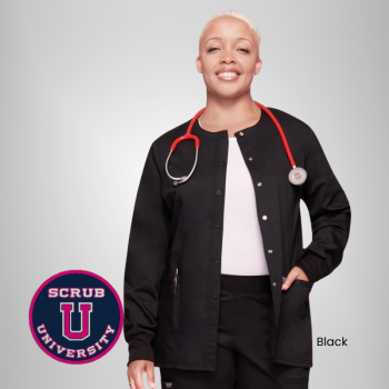 Cherokee Revolution Women's Snap Front Solid Scrub Jacket